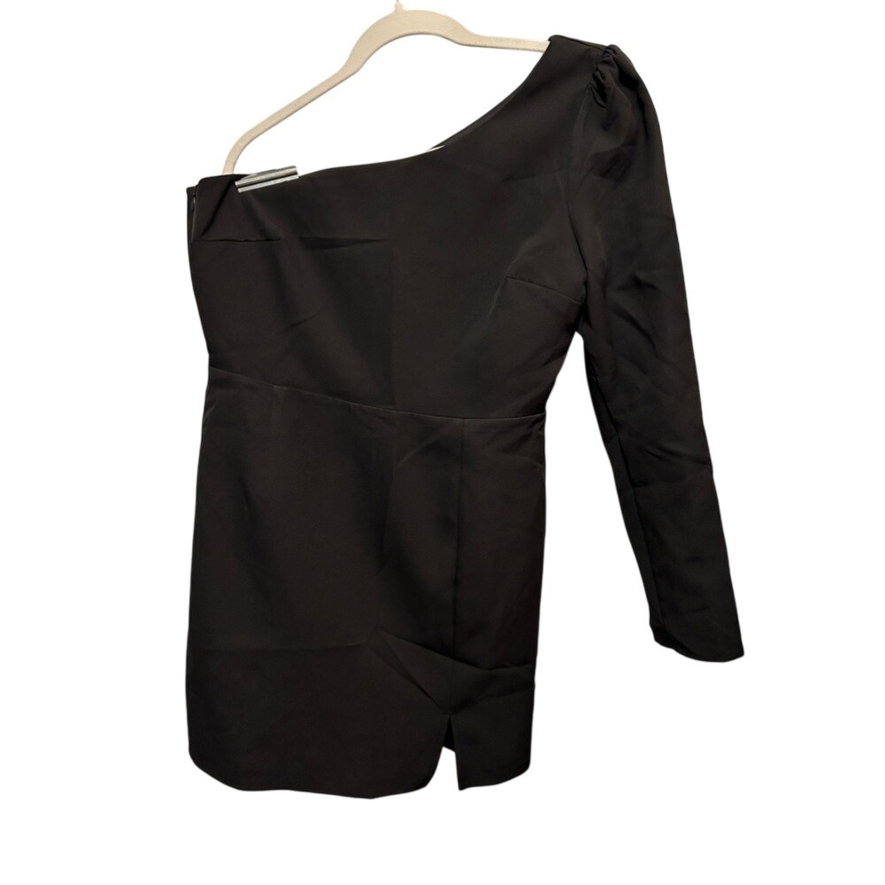 Lulus‎ All Is Well Dress Womens L Large Black One Shoulder Long Sleeve Bodycon